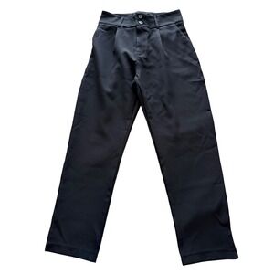 RIHOAS Black High Waisted Double Button Straight Leg Pleated Trousers Pants M